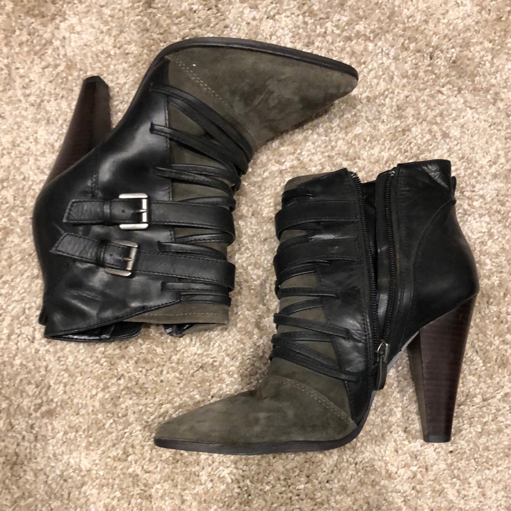 Trouve Olive Green and Black Heel Booties